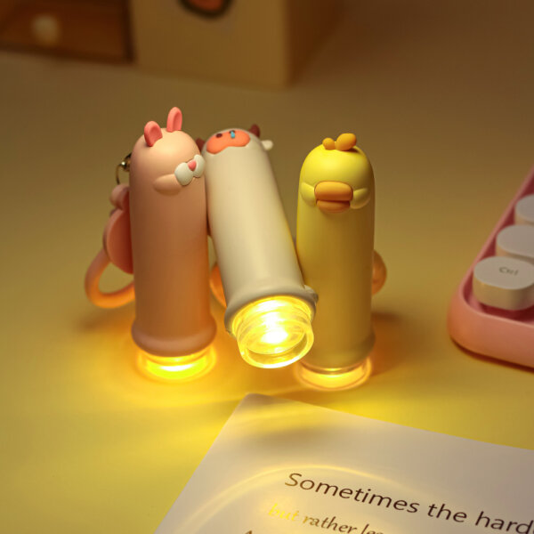 Mini Animal Keychain Flashlight Night Light – USB Rechargeable LED Torch with Cute Cartoon Design TL19
