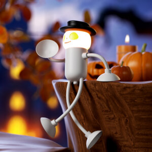 Halloween Pumpkin Plug-in Night Light with Funny Humanoid Shape and Witch Hat