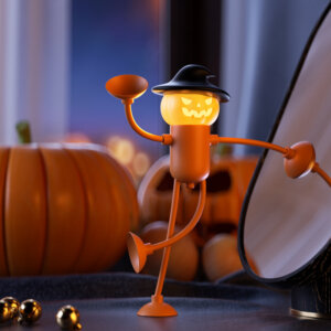 Halloween Pumpkin Plug-in Night Light with Funny Humanoid Shape and Witch Hat