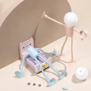 Luz nocturna creativa de taza de succión humanoide montada en la pantalla de una computadora, utilizada como lámpara de lectura o ambiente