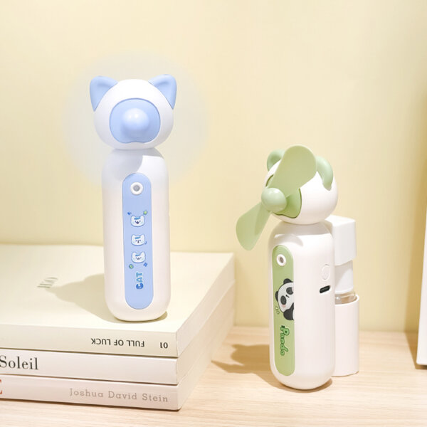 Cute Animal Handheld Fan with Mist Spray – Panda, Puppy, and Kitty Designs