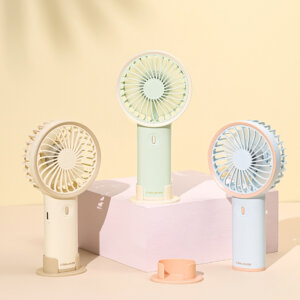 Mini ventilador portátil de mano y de escritorio con diseño en colores pastel