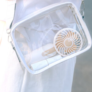 Ventilador de mano rosa portátil con base desmontable