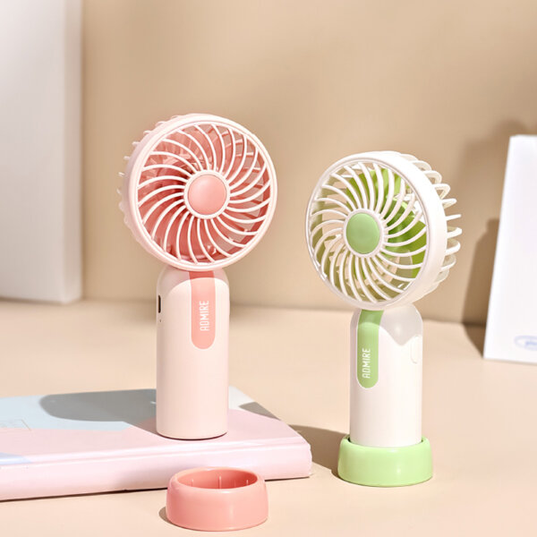 Portable Pink Handheld Fan with Detachable Base