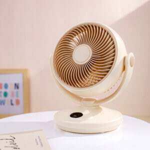 Minimalist pastel desktop fan with adjustable tilt angle