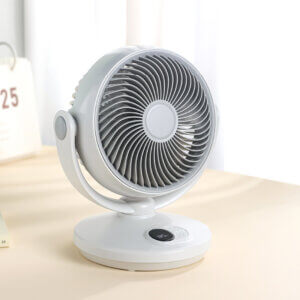 Minimalist pastel desktop fan with adjustable tilt angle