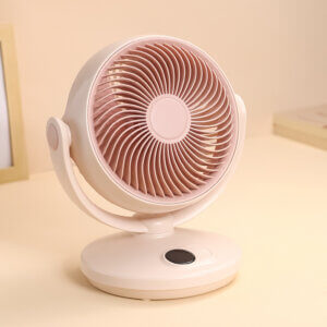 Minimalist pastel desktop fan with adjustable tilt angle