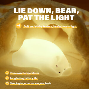 침실 장식을위한 조절 식 색상 온도와 귀여운 곰 나이트 라이트