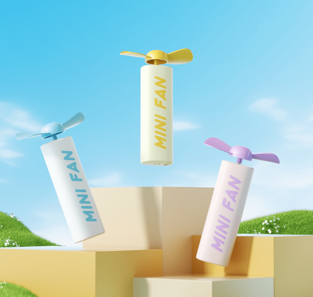 A compact mini fan the size of a lighter, perfect for portability and cooling on the go.