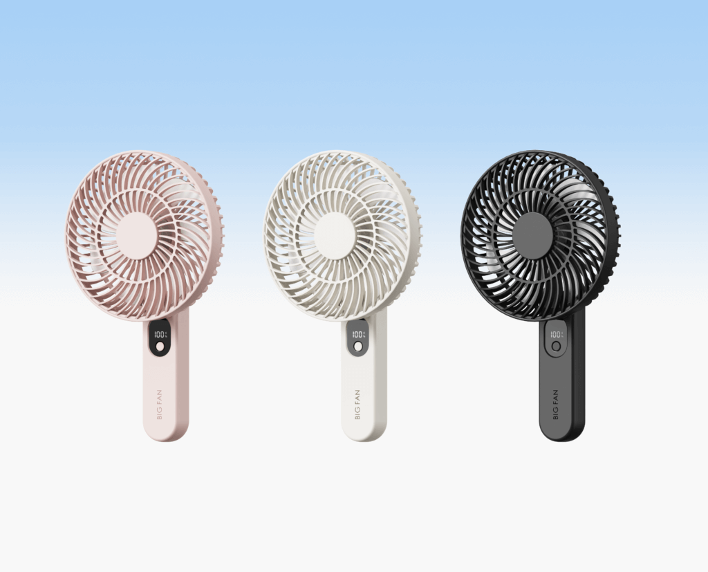 Executive Hybrid mini fan with premium matte/metallic finish, high-efficiency motor, and foldable design for professional workspaces."