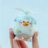Cute open-page duck mini fan with wearable neck and handheld design, USB rechargeable cartoon cooling fan 9198Y