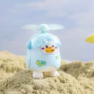 Cute open-page duck mini fan with wearable neck and handheld design, USB rechargeable cartoon cooling fan 9198Y