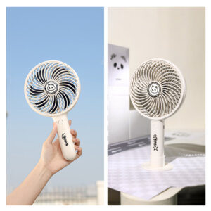 Panda creative high-speed handheld fan with large fan head, USB rechargeable portable cooling fan JAF38P held in hand