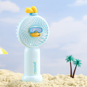 Cute diving duck handheld fan with USB rechargeable design, portable cartoon cooling fan held in hand