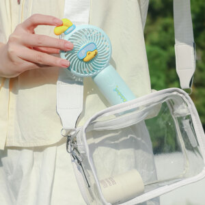 Cute diving duck handheld fan with USB rechargeable design, portable cartoon cooling fan held in hand