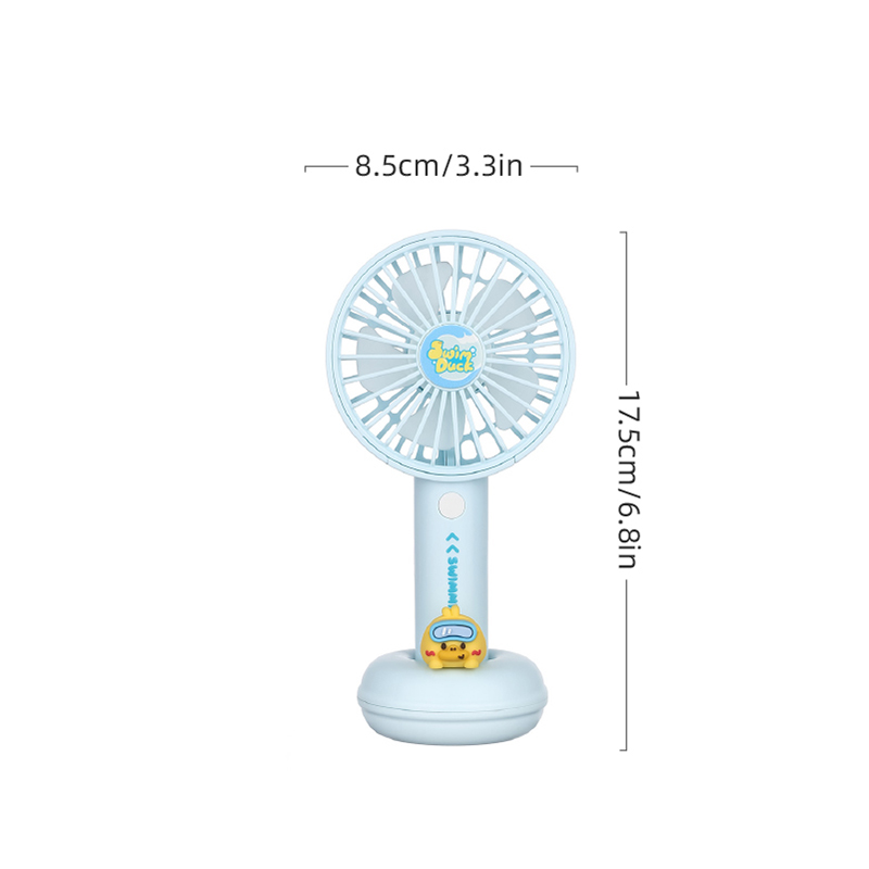 Cute diving duck handheld fan with USB rechargeable design, portable cartoon cooling fan 9182Y on desk