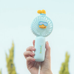 Cute diving duck handheld fan with USB rechargeable design, portable cartoon cooling fan held in hand